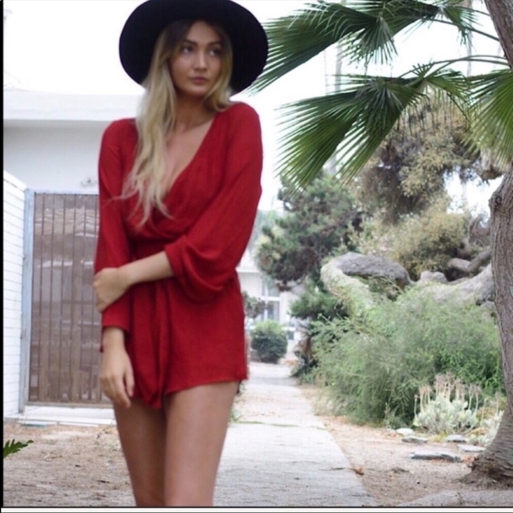 Ravens Red V Neck Romper - Picture 5 of 7